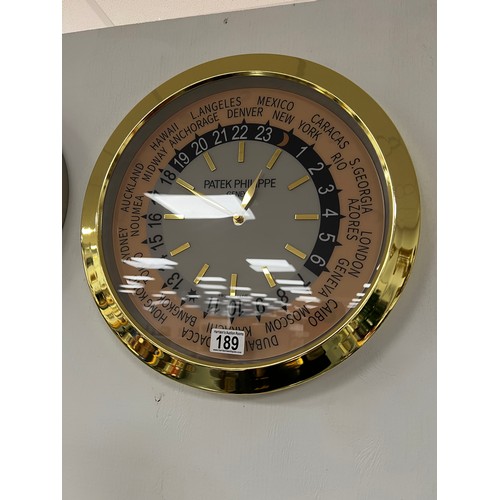 189 - Patek Philippe officially-licensed dealer wall clock working