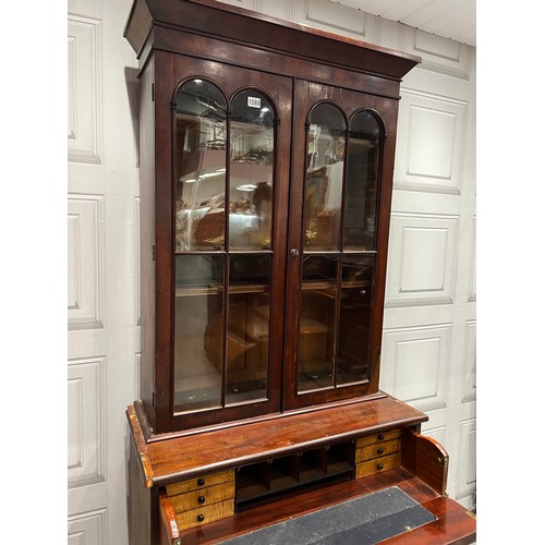 1088 - Victorian mahogany secretaire bookcase some veneer a/f