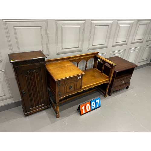 1097 - Dealers delight - stag bedside, telephone seat cabinet