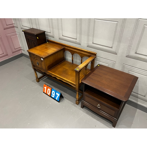 1097 - Dealers delight - stag bedside, telephone seat cabinet