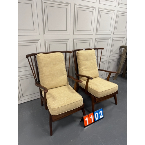 1102 - Pair of midcentury ercol style chairs