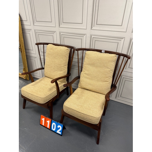 1102 - Pair of midcentury ercol style chairs