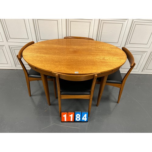 1184 - Greaves & thomas mid century teak table & 4 chairs