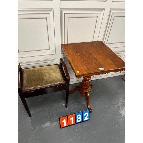 1182 - Tilt top tripod table + piano stool