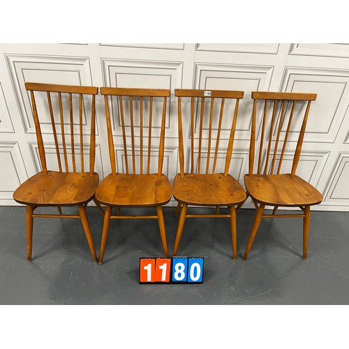 1180 - Set of 4 blonde ercol model 608 mid century chairs