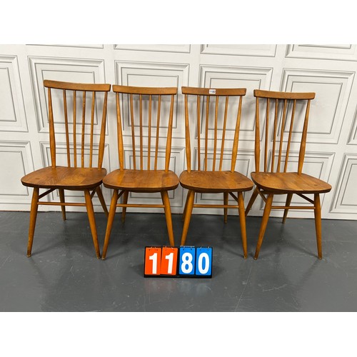 1180 - Set of 4 blonde ercol model 608 mid century chairs