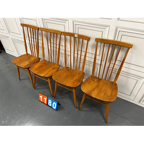 1180 - Set of 4 blonde ercol model 608 mid century chairs