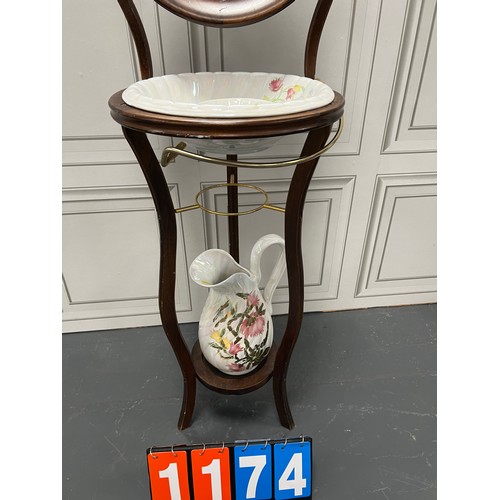 1174 - Victorian washstand with jug & bowl