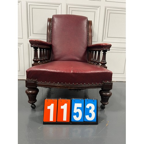 1153 - Victorian leather freside arm chair