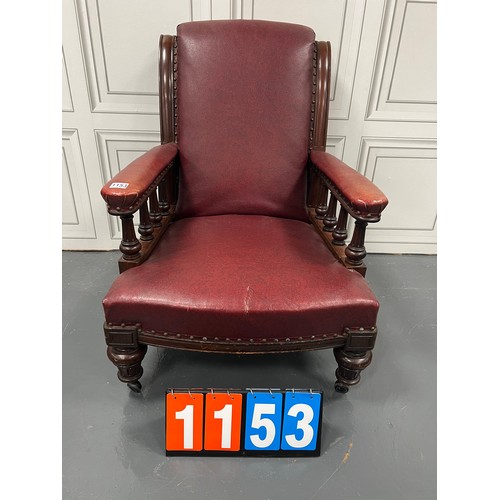 1153 - Victorian leather freside arm chair