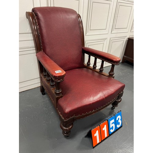 1153 - Victorian leather freside arm chair