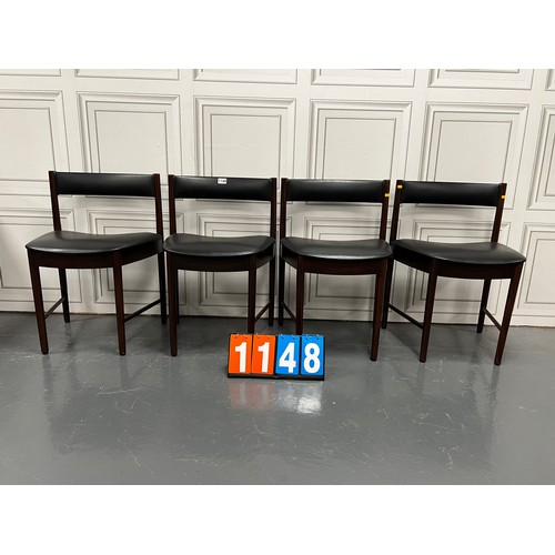 1148 - Set of 4 McIntosh black vinyl mid century chairs clean