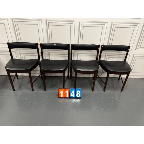 1148 - Set of 4 McIntosh black vinyl mid century chairs clean