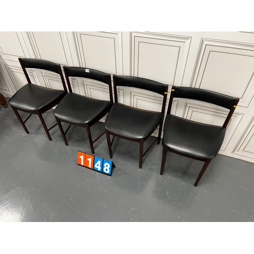 1148 - Set of 4 McIntosh black vinyl mid century chairs clean