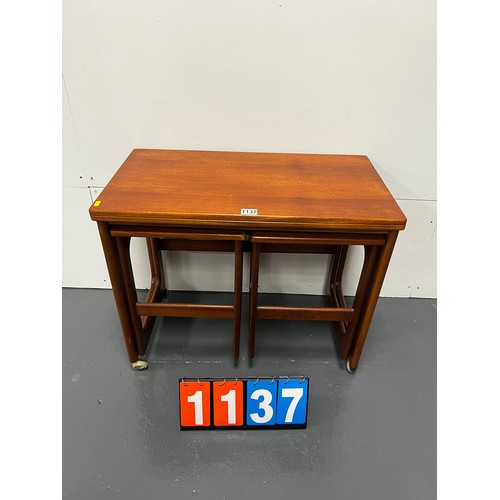 1137 - McIntosh mid century tri form nest of tables/ trolley