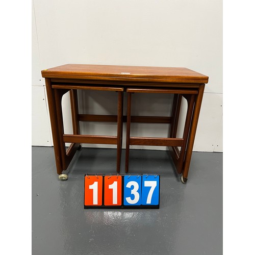 1137 - McIntosh mid century tri form nest of tables/ trolley