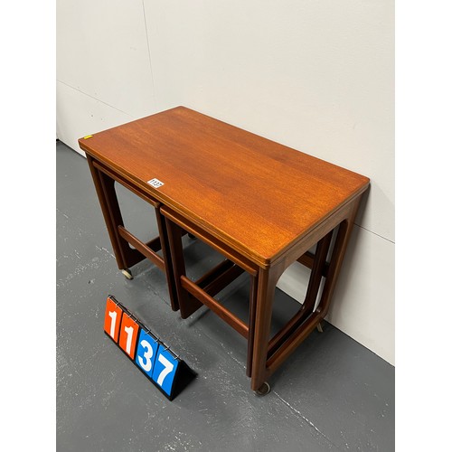 1137 - McIntosh mid century tri form nest of tables/ trolley