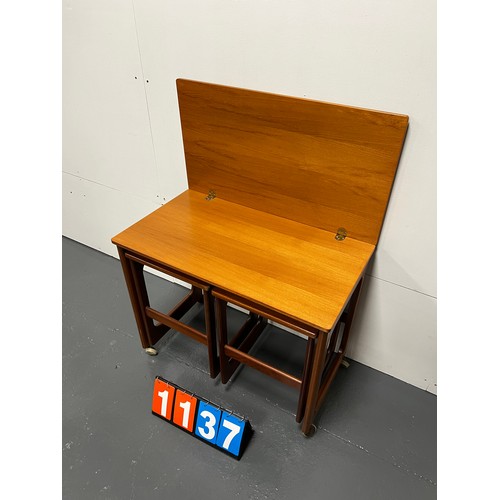 1137 - McIntosh mid century tri form nest of tables/ trolley