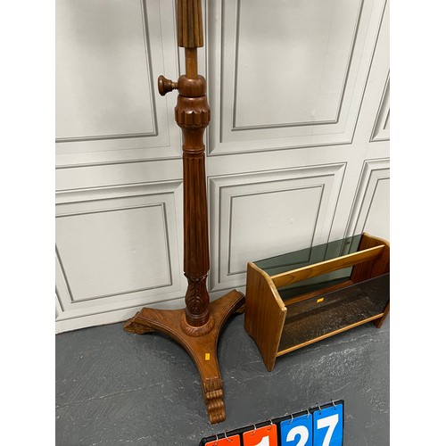 1127 - Carved bible/book stand with mag rack