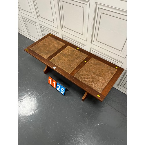 1125 - Midcentury teak copper top coffee table