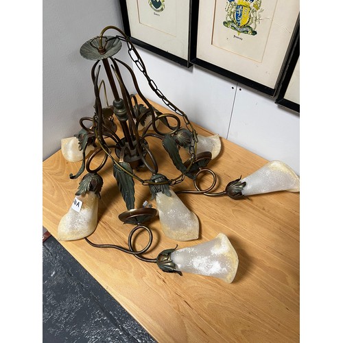 681A - 5 Branch Chandelier and 2 matching wall lights