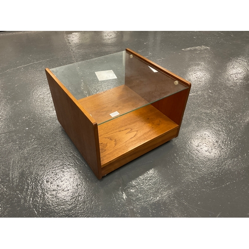 1158D - Danish cube teak coffee table glass a/f see pictures