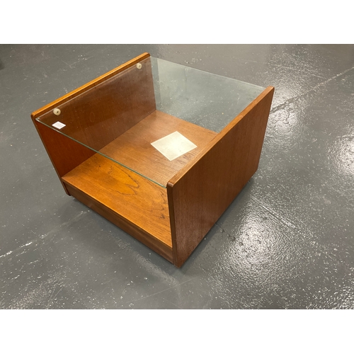 1158D - Danish cube teak coffee table glass a/f see pictures