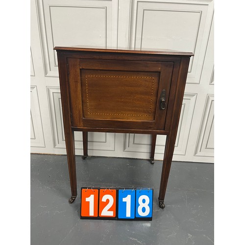 1218 - Edwardian inlaid pot cupboard