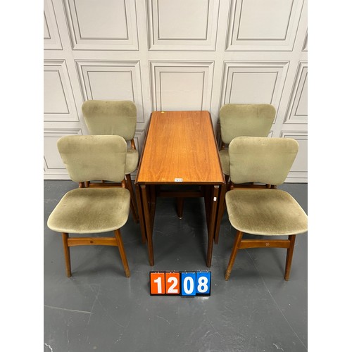 1208 - Teak table + 4  chairs