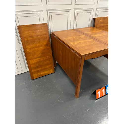 1167 - Danish teak drop leaf extending table + 2 leafs vejle stole & mobelfabrik