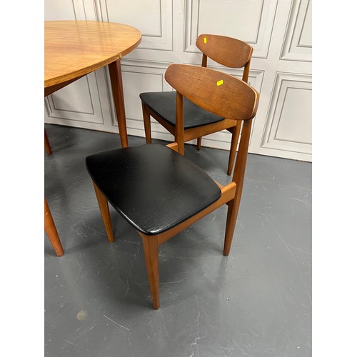 1166 - Teak oval mid century dining table & 4 chairs