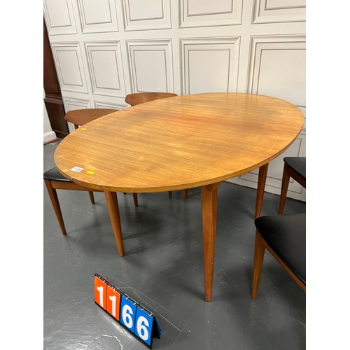 1166 - Teak oval mid century dining table & 4 chairs