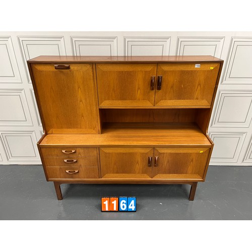 1164 - G-plan teak highboard 1 handle repaired