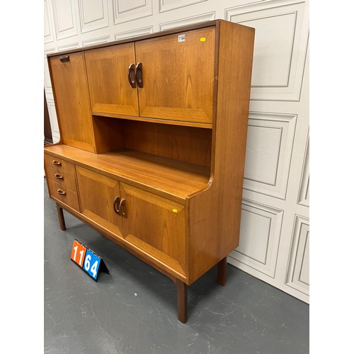 1164 - G-plan teak highboard 1 handle repaired