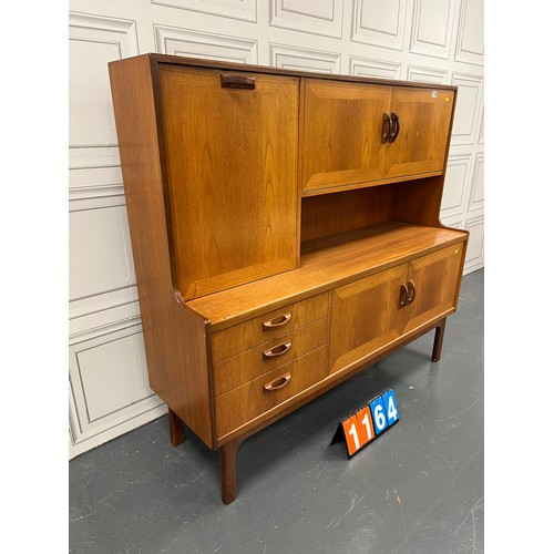 1164 - G-plan teak highboard 1 handle repaired