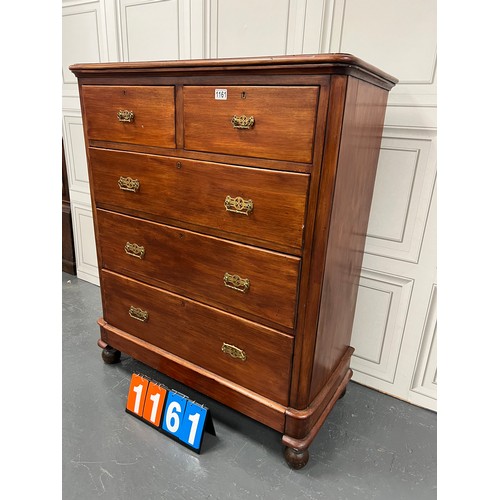 1161 - Victorian mahogany 2 over 3 chest of drawers