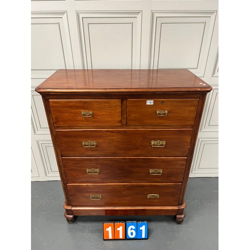 1161 - Victorian mahogany 2 over 3 chest of drawers