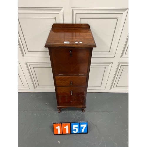 1157 - Edwarian/ deco mahogany cabinet missing one handle