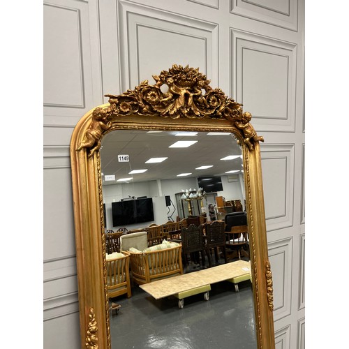 1149 - Large 6ft by 3ft cherub gilt frame mirror