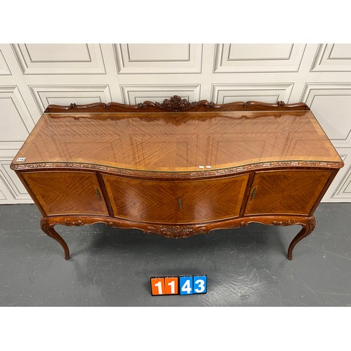 1143 - French walnut serpentine fronted sideboard