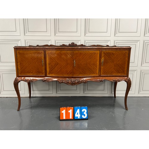 1143 - French walnut serpentine fronted sideboard