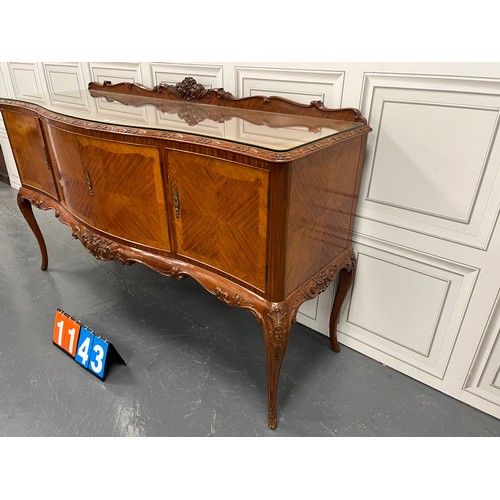 1143 - French walnut serpentine fronted sideboard