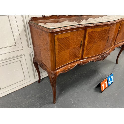 1143 - French walnut serpentine fronted sideboard