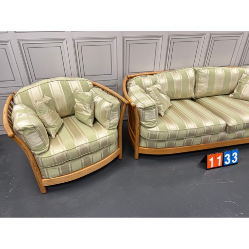 1133 - Ercol penissnace blonde matching sofa & 2 chairs cost £6000 new