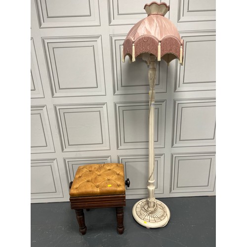 1119 - Victorian wind up piano stool + standard lamp