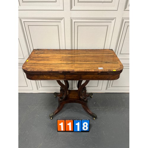 1118 - Regency rosewood flip top table a/f