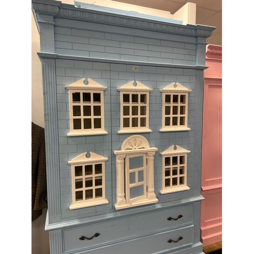 1091 - Large full size dolls house style cabinet blue