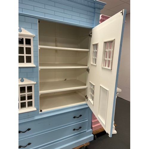 1091 - Large full size dolls house style cabinet blue