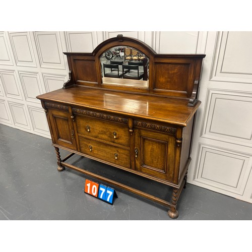 1077 - Early 20th century oak barley twist sideboard