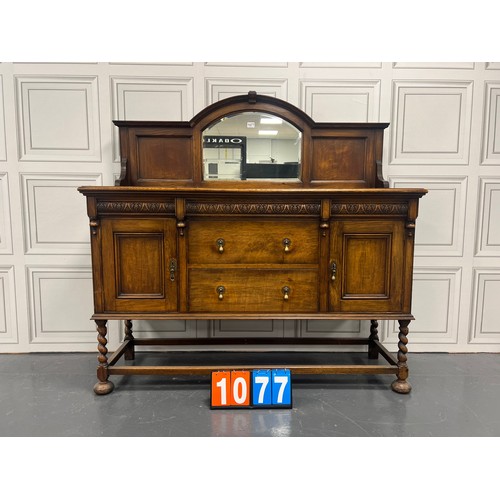 1077 - Early 20th century oak barley twist sideboard